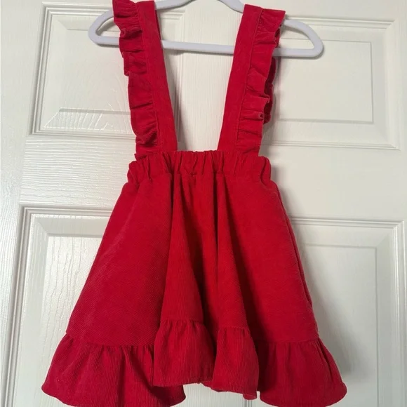 Red Ruffled Corduroy Dress - Picture 1 of 2